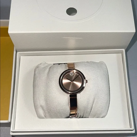 Brand New Movado Bold Rose Gold Watch Crystal Accent Movado Trend Bangle 30mm - Picture 2 of 7